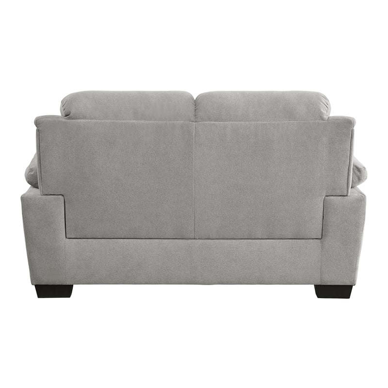Pemberly Row Textured Fabric 2-Piece Sofa Set with Channel Tufting in Light Gray
