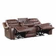 Pemberly Row Faux Leather 2-Piece Power Reclining Sofa Set with Nailhead - Brown