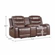 Pemberly Row Faux Leather 2-Piece Power Reclining Sofa Set with Nailhead - Brown