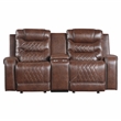Pemberly Row 2-Piece Manual Reclining Sofa Set with Nailhead in Brown