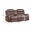 Pemberly Row 2-Piece Manual Reclining Sofa Set with Nailhead in Brown