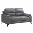 Pemberly Row Top Grain Leather 2-Piece Sofa Set with Pillow-Top Arms - Dark Gray