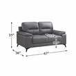Pemberly Row Top Grain Leather 2-Piece Sofa Set with Pillow-Top Arms - Dark Gray