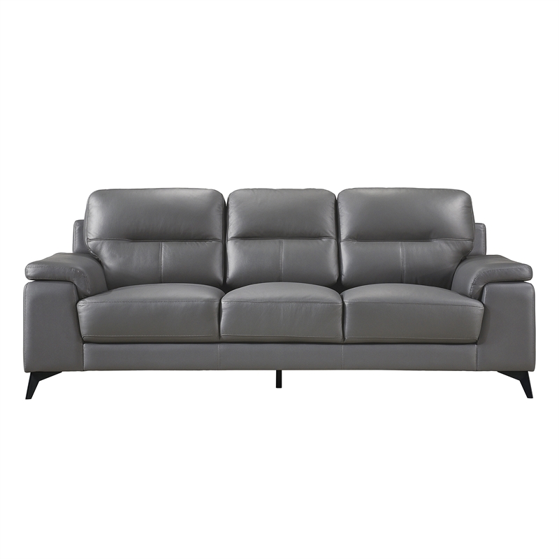 Pemberly Row Top Grain Leather 2-Piece Sofa Set with Pillow-Top Arms - Dark Gray