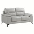 Pemberly Row Top Grain Leather Silver Gray 2-Piece Sofa Set with Pillow-Top Arms