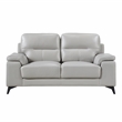 Pemberly Row Top Grain Leather Silver Gray 2-Piece Sofa Set with Pillow-Top Arms