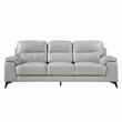 Pemberly Row Top Grain Leather Silver Gray 2-Piece Sofa Set with Pillow-Top Arms