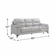 Pemberly Row Top Grain Leather Silver Gray 2-Piece Sofa Set with Pillow-Top Arms
