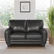 Pemberly Row Faux Leather 2-Piece Retro-Style Sofa Set 300 lbs in Black