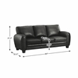 Pemberly Row Faux Leather 2-Piece Retro-Style Sofa Set 300 lbs in Black