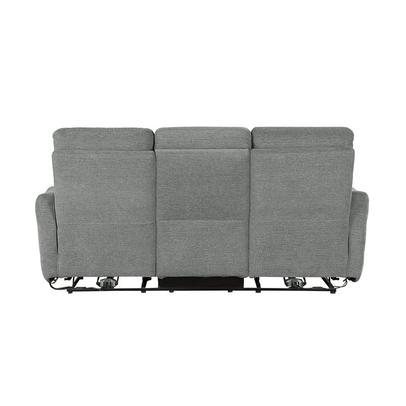 Pemberly Row Chenille 2-Piece Power Lay-Flat Reclining Sofa Set with USB in Gray