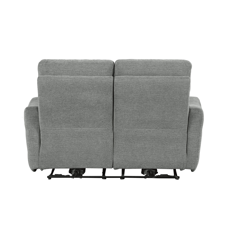 Pemberly Row Chenille 2-Piece Power Lay-Flat Reclining Sofa Set with USB in Gray