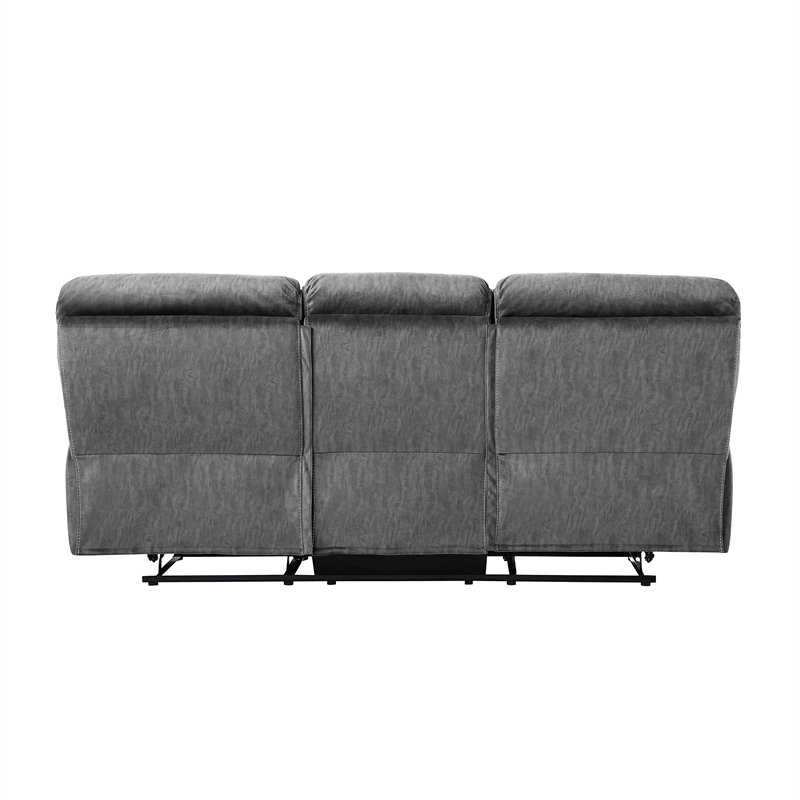 Pemberly Row Microfiber 2-Piece Manual Reclining Sofa Set 300 lbs in Gray