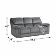 Pemberly Row Microfiber 2-Piece Manual Reclining Sofa Set 300 lbs in Gray