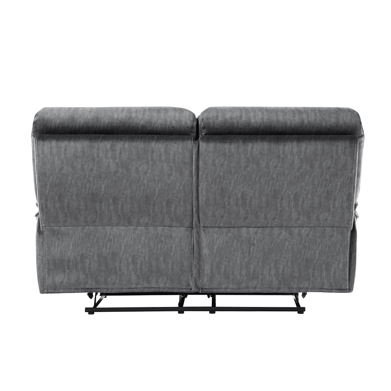 Pemberly Row Microfiber 2-Piece Manual Reclining Sofa Set 300 lbs in Gray
