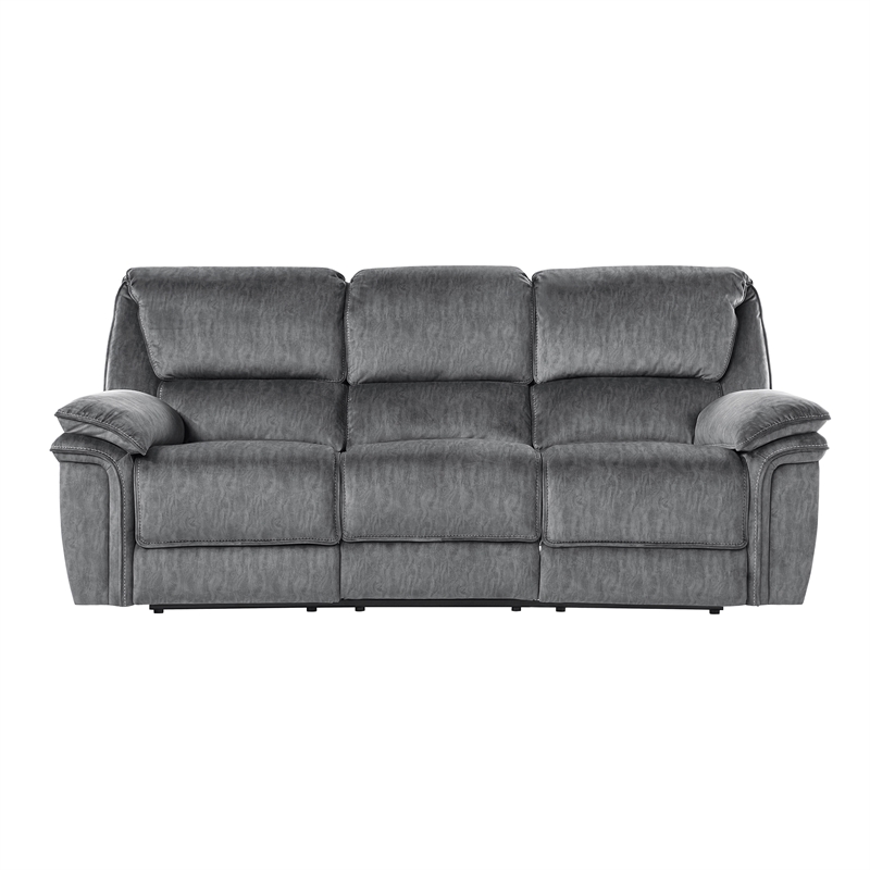 Pemberly Row Microfiber 2-Piece Manual Reclining Sofa Set 300 lbs in Gray