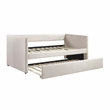 Pemberly Row Textured Fabric Daybed with Pull-Out Trundle 300 lbs in Beige