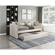 Pemberly Row Textured Fabric Daybed with Pull-Out Trundle 300 lbs in Beige