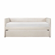 Pemberly Row Textured Fabric Daybed with Pull-Out Trundle 300 lbs in Beige