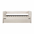 Pemberly Row Textured Fabric Daybed with Pull-Out Trundle 300 lbs in Beige