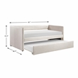 Pemberly Row Textured Fabric Daybed with Pull-Out Trundle 300 lbs in Beige