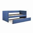 Pemberly Row Textured Fabric Daybed with Pull-Out Trundle 300 lbs in Blue