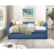 Pemberly Row Textured Fabric Daybed with Pull-Out Trundle 300 lbs in Blue