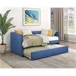 Pemberly Row Textured Fabric Daybed with Pull-Out Trundle 300 lbs in Blue