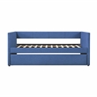 Pemberly Row Textured Fabric Daybed with Pull-Out Trundle 300 lbs in Blue