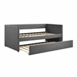 Pemberly Row Textured Fabric Daybed with Pull-Out Trundle 300 lbs in Dark Gray
