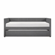 Pemberly Row Textured Fabric Daybed with Pull-Out Trundle 300 lbs in Dark Gray