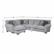 Pemberly Row Chenille 2-Piece Reversible Sectional with Faux Fur Pillows in Gray