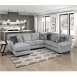 Pemberly Row Chenille 2-Piece Reversible Sectional with Faux Fur Pillows in Gray