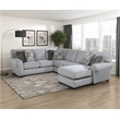 Pemberly Row Chenille 2-Piece Reversible Sectional with Faux Fur Pillows in Gray