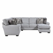 Pemberly Row Chenille 2-Piece Reversible Sectional with Faux Fur Pillows in Gray