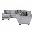 Pemberly Row Chenille 2-Piece Reversible Sectional with Faux Fur Pillows in Gray
