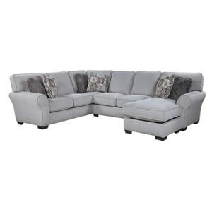 Pemberly Row Chenille 2-Piece Reversible Sectional with Faux Fur Pillows in Gray
