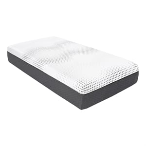 Pemberly Row 12&quot Twin Green Tea Gel-Infused Hybrid Memory Foam Mattress in White