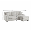 Pemberly Row Corduroy 2-Piece Sectional with Right Storage Chaise & Bed in Gray