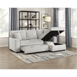 Pemberly Row Corduroy 2-Piece Sectional with Right Storage Chaise & Bed in Gray