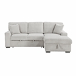 Pemberly Row Corduroy 2-Piece Sectional with Right Storage Chaise & Bed in Gray