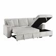 Pemberly Row Corduroy 2-Piece Sectional with Right Storage Chaise & Bed in Gray