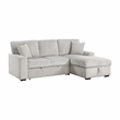 Pemberly Row Corduroy 2-Piece Sectional with Right Storage Chaise & Bed in Gray