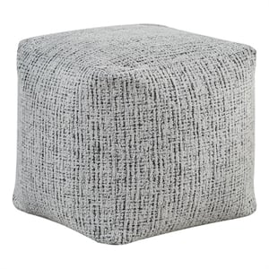 Pemberly Row Chenille Square Accent Pouf with Non-Slip Bottom in Multi-Color