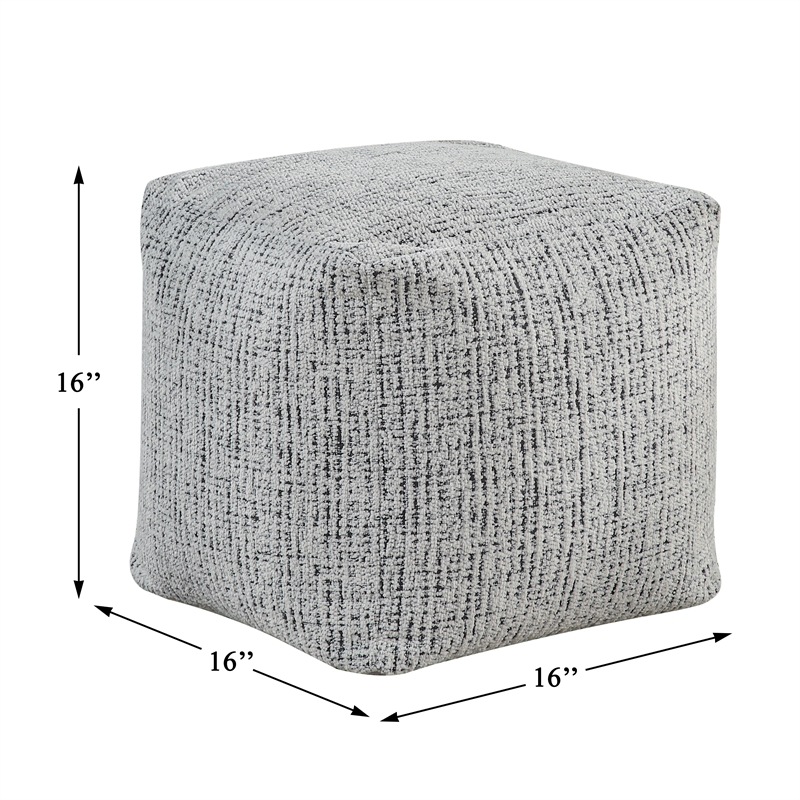 Pemberly Row Chenille Square Accent Pouf with Non-Slip Bottom in Multi-Color