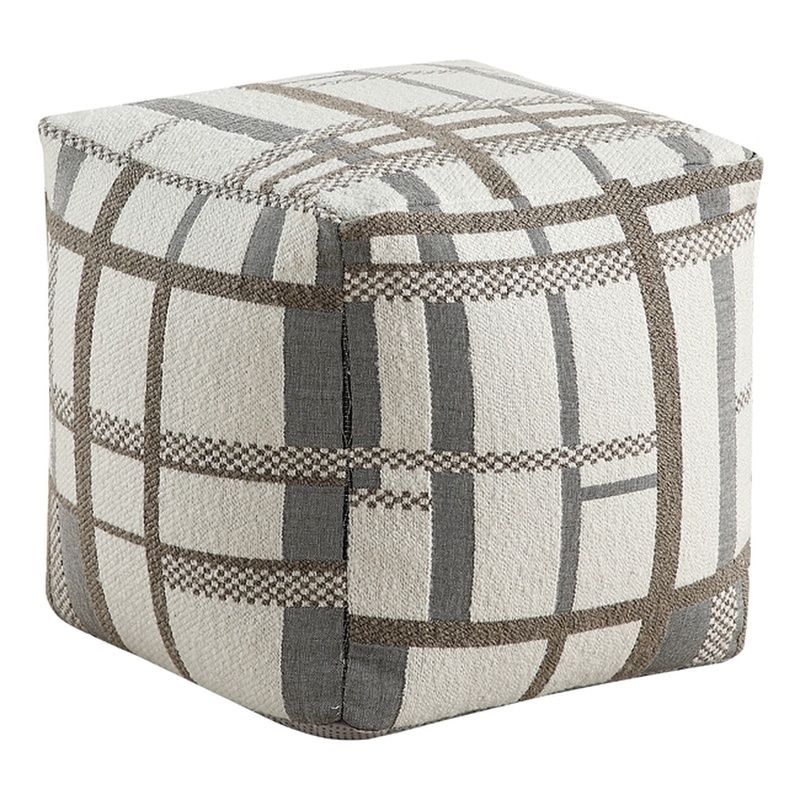Pemberly Row Jacquard Geometric Square Accent Pouf 300 lbs in Multi-Color