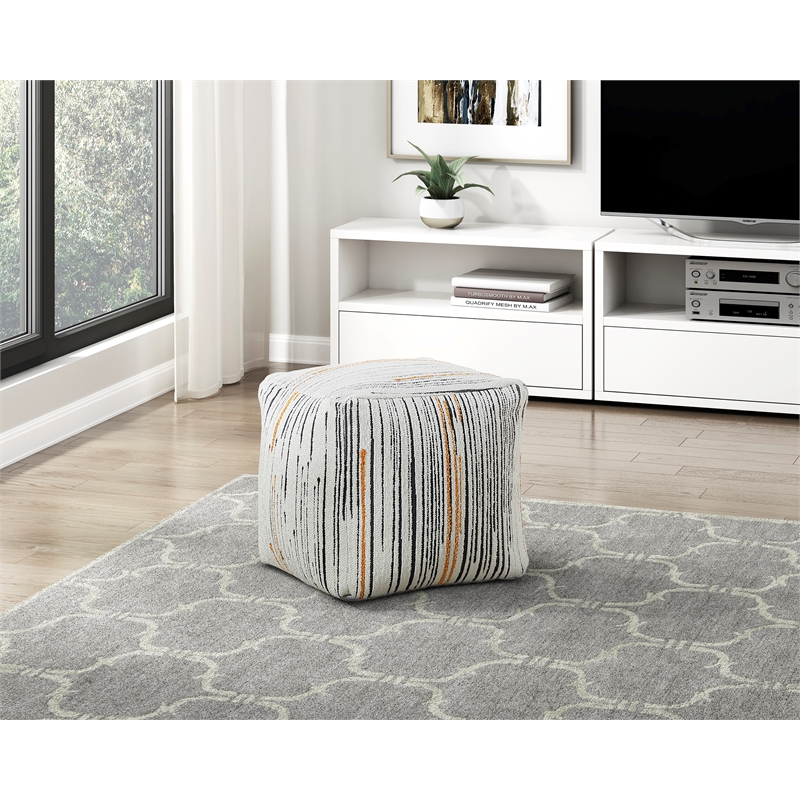 Pemberly Row Square Accent Pouf with Non-Slip Bottom 300 lbs in Multi-Color