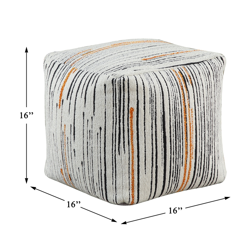 Pemberly Row Square Accent Pouf with Non-Slip Bottom 300 lbs in Multi-Color