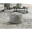 Pemberly Row Jacquard Patterned Square Accent Pouf 300 lbs in Black and White