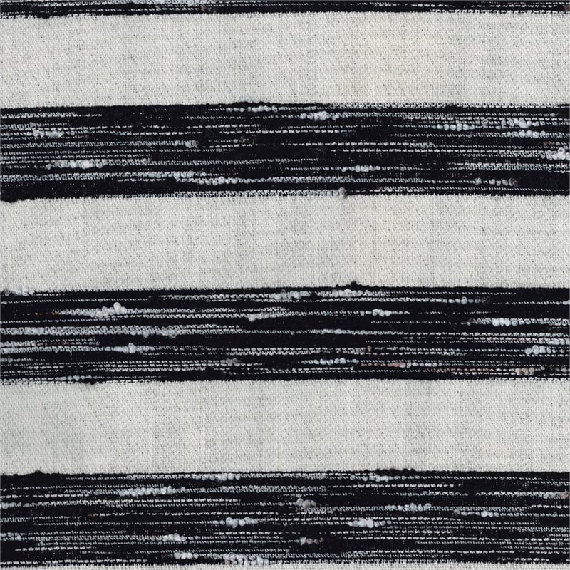 Pemberly Row Jacquard Striped Square Accent Pouf 300 lbs in Black and White